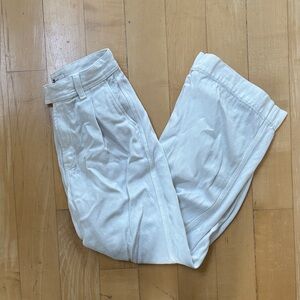 7 for All Mankind White Pleated Trousers